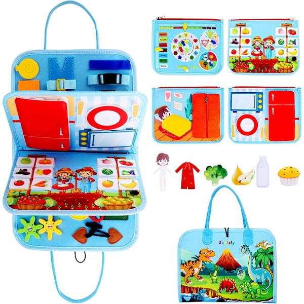 Aktivitetstavle for småbarn 5 lag, aktivitetsbrett, Montessori leke baby fra 1 2 3 4 5 år jente gutt, pedagogisk sensorisk leke, motorikkbrett O type farm type 22*28cm