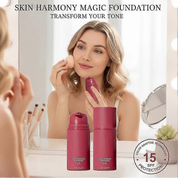 SmooColor Farveskiftende Foundation - Hudtone-tilpassende Flydende Foundation til Kvinder - 30ml