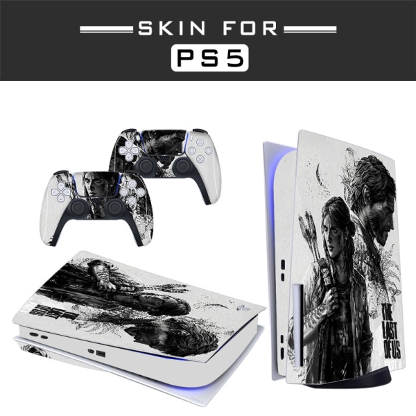 Självhäftande hud - Kompatibel med PS5 - Omslag för att anpassa konsolen - Avtagbar vinylfilm - Matt satin HD-kvalitet (Disk, The Last of Us)