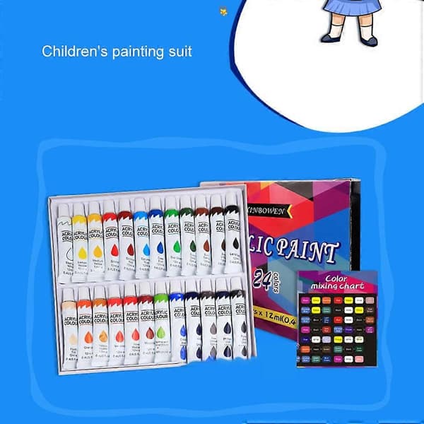 Akrylfärgset 24 färger Akrylfärg DIY Pigment Målarverktyg