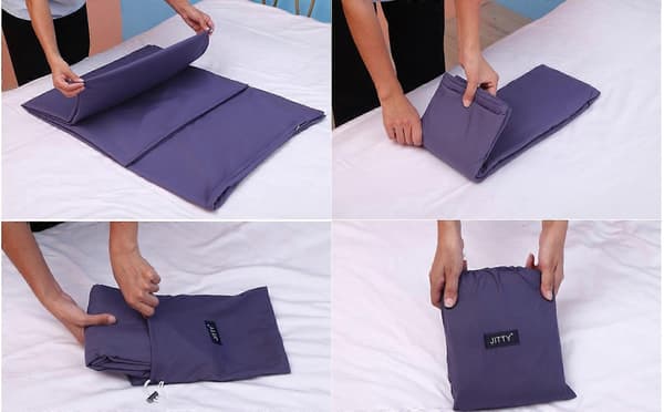 Sovsäcksfoder 215x110CM, Bärbara Lätta Sovsäckar, Reselakan med Kuddfack för Vuxna Tonåringar Hotell Resor Camping Hem Blue