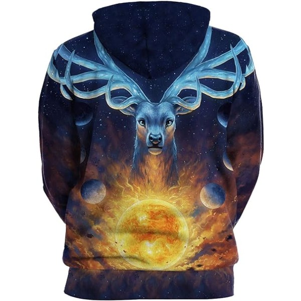 Herre Langærmet Hoodie Halloween Sjov Crew Neck Sweatshirt med Kængurulomme Jul Flerfarvet 3D Print Jumper Sweater（Størrelse：XL）