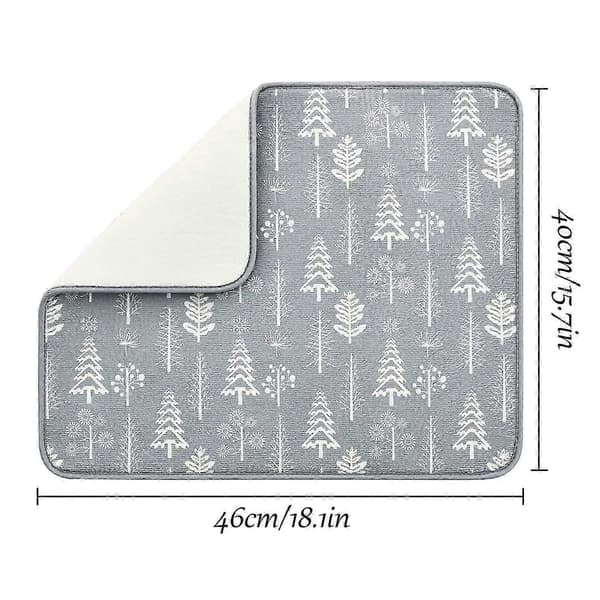 Mikrofiber køkken tørremåtte - 40x46cm, absorberende, blomstret print, pakke med 1 KVJ
