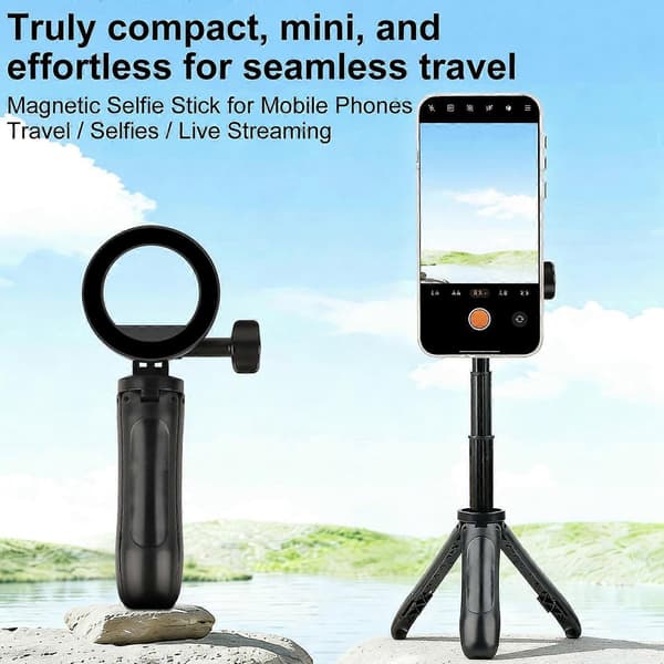 (Ny) Mini Magnetisk Telefonstativ Udtrækkelig Selfie Stick Telefonholder