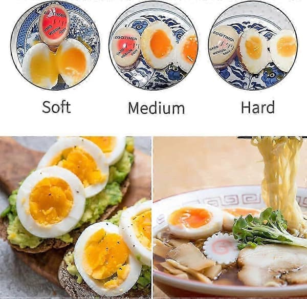 Egg Timer, 4 stk. fargeskiftende eggtimer, eggkoker for 4 hardhetsgrader, eggtimerfarge, velg modenheten til eggene i henhold til temperatur og