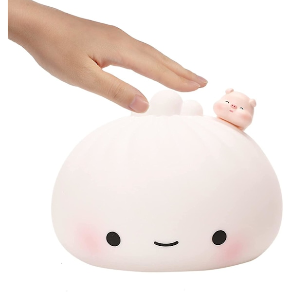 Dumpling Nattlampa För Barn, Söt Färgväxlande Silikon Nattlampa USB Laddning, Mjuk Lampa För Pojkar Flickor Present