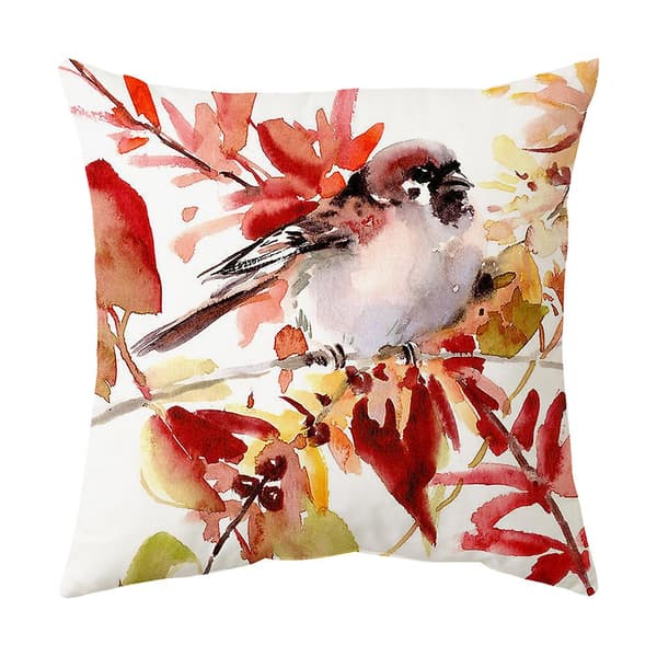 Sæt med 4 søde pudebetræk 45x45cm, blomsterfuglemønster dekorative pudebetræk til seng sofa stue soveværelse