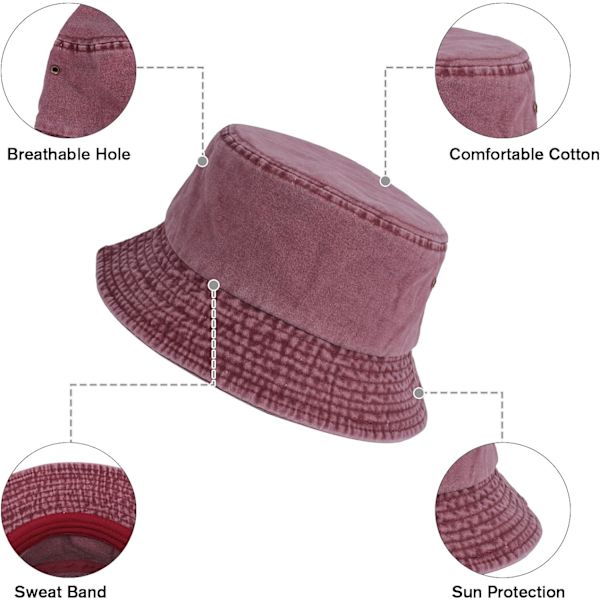 3-pack tvättade bomullshinkhattar Packable sommar utomhus keps Resa strand solhatt enfärgade färger för män kvinnor