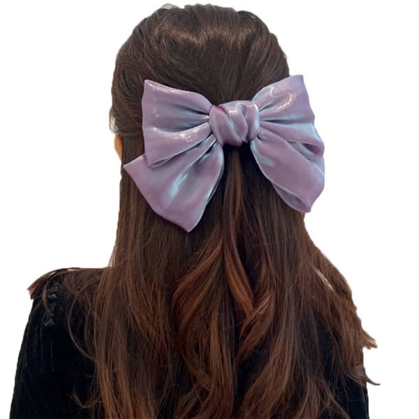 Women's large satin bow hair clip purple hair clip bow handmade bow hair clip women's head bow women's girl bow hair clip