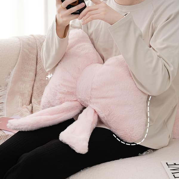 Soft Fluffy Bow Throw Pillows Cute Bow Plush Pillow Home Decor Stuffed Bow Lumbar Pillow for Bed Sofa Living Room Decor (Pink)