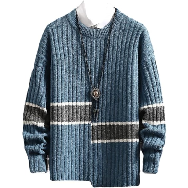 Vinter Tyk Varm Mænds Jumpers Sweater Mænd Tøj Crew Neck Pullover Sweaters Blå（Størrelse：L） Blue L