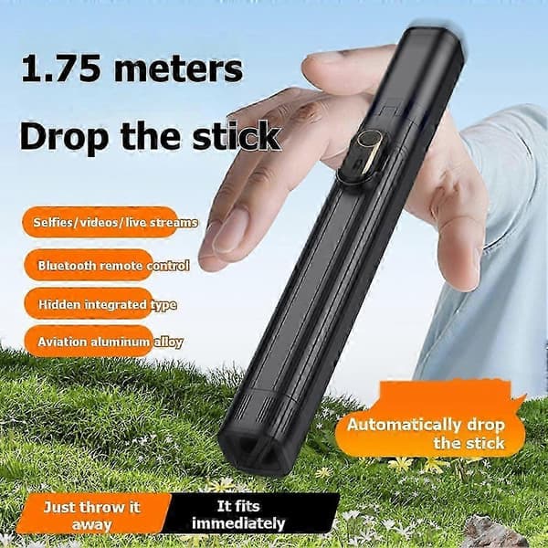1,75M Auto Open Selfie Stick Stativ med 360° Selfie Stick Auto Open Mekanisme Selfie Stick Stativ til Rejse Telefon A JH4