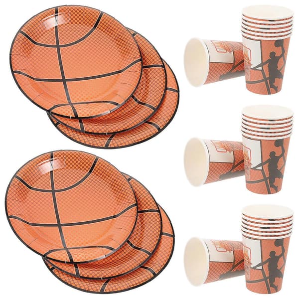 Pappersservis Basket Tallrikar Muggar Set för Fest 40 st Orange