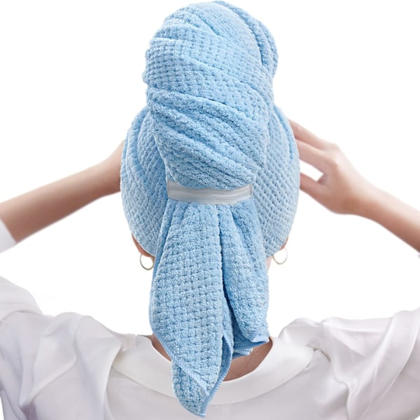 Suuri mikrokuitupyyhe naisille, anti-frizz pyyhe kuminauhalla | Erittäin imukykyinen | Speed ​​Pyyhe Blue