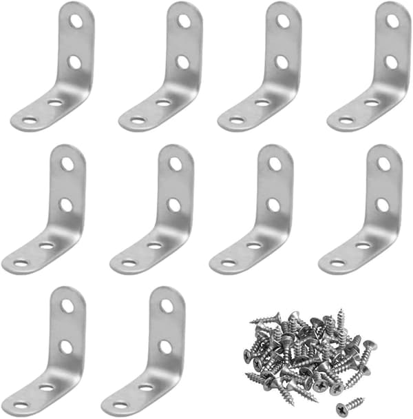 Small Angle Brackets, 10 Pcs Stainless Steel Right Angle Brackets, 40x40mm Small Shelf Brackets Angle Iron, Safety Corner Support, Wall Brackets (40x40mm)