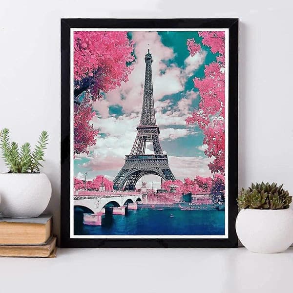 Kunst Paris Eiffeltårnet og broen DIY 5D Diamantmaleri sæt til voksne og børn Fuld borekunst Håndværk efter nummer sæt til begyndere Boligindretning 1
