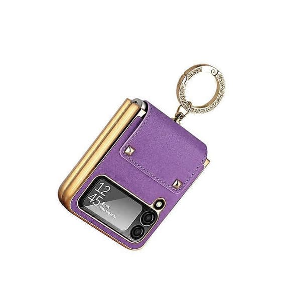 Protective PC Leather Case Compatible with Samsung Galaxy Z Flip 4 with Stand