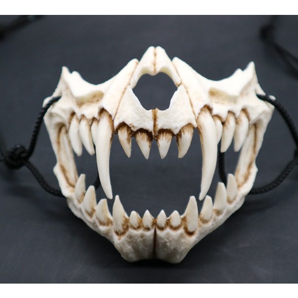 Halloween-maske, Tigermaske for Halloween Half Skull Mask Dekorativ maske Skummel festmaske for holloween Rollespill Voksne og barn