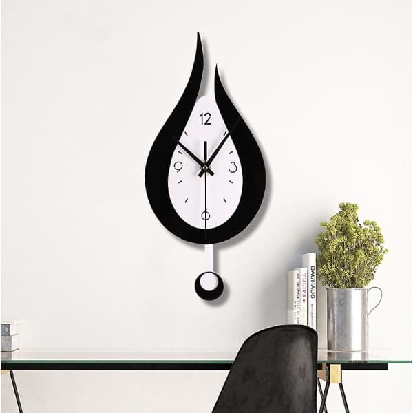 Wall Clock Modern Creative Water Drop Pendulum Clock with Pendulum Silent Pendulum Clock Digital Wall Clock Black