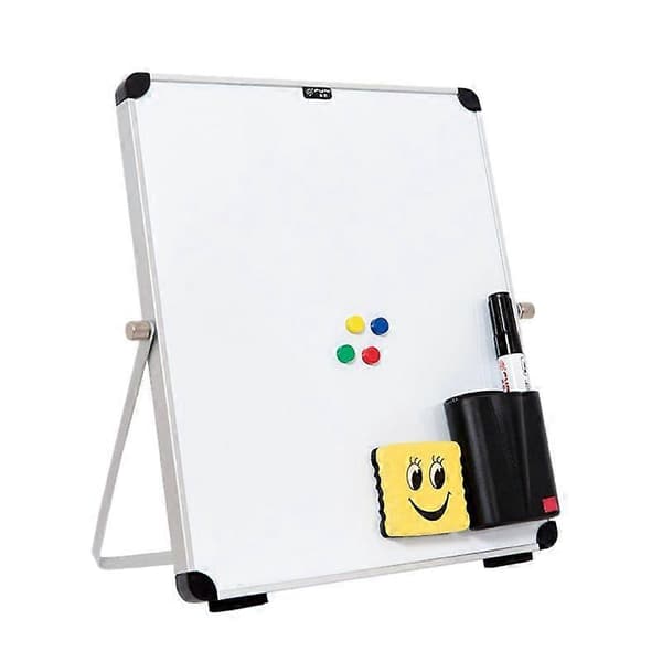 Small Portable Whiteboard for Desk, Small Magnetic Double-Sided Whiteboard Easel To Do List Whit white