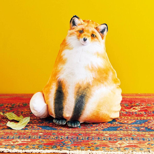 Katt, räv, tvättbjörn plyschkudde, söta djur mjuka plyschdjur, kattunge plyschkudde docka stora leksaker present till flickor pojkar (räv - 36cm/14in)