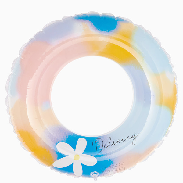 Oppblåsbar badering for barn, badering poolbøye, retrostripet PVC oppblåsbar bøye poolbøye A small flower Suitable for ages 2-4