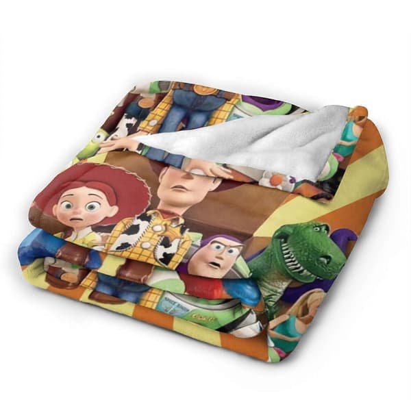 Toy Story Hoteltæppe, Anime-tæppe til seng, sofaplaid, ultramødt fleecetæppe til soveværelse og stue, 60 x 50 tommer, sort