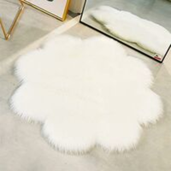 Faux saueskinnsullteppe, koselig følelse som ekte ullent faux pelsteppe, luksuriøs faux ull sofa pute (hvit, 45 x 45cm)
