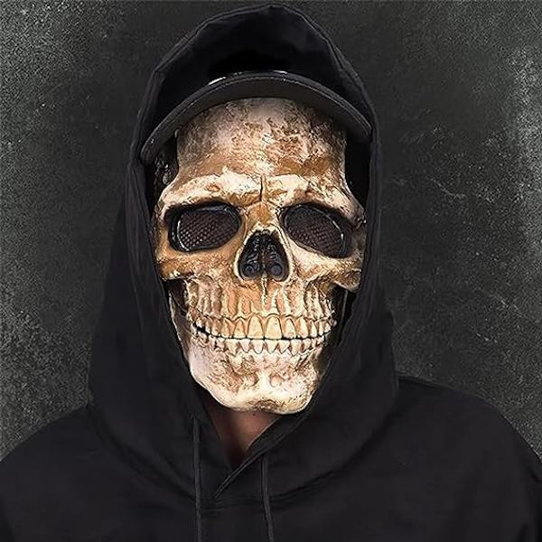 Halloween Mask Creepy Full Head Skull Mask med rörlig käke Halloween Scary Skull Mask Latex Helmet Skelett Masker för Cosplay Carnival Party Props