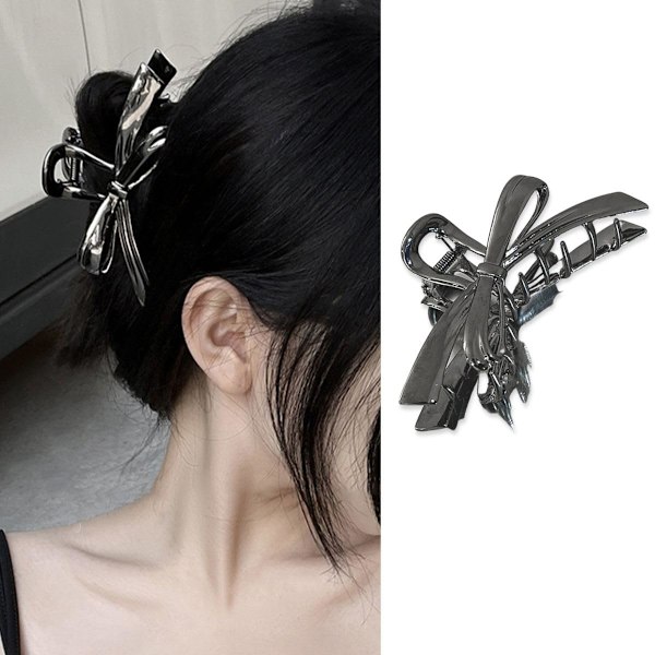 Hårklämma Metallisk Silver Stor Hårklämma Lämplig för Tjockt Hår Kvinnor Frisyr Fransk Spets Båge Design Hårklämma Elegant Hårklämma Hår 1 Styck