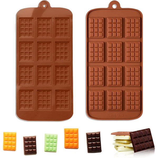 2 stk. silikone adskillelige chokoladeforme, silikone firkantede forme, non-stick slik chokoladebar forme, genanvendelige slik protein silikone chokoladeforme