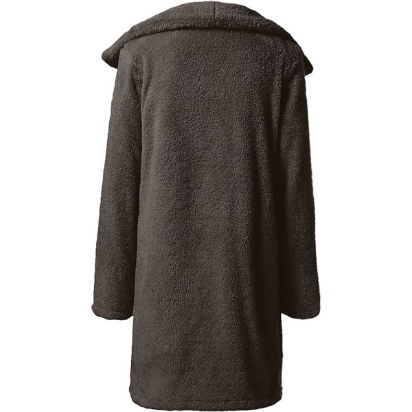 Kappa för kvinnor Sherpafodrad jacka Moderock Enfärgad överdimensionerade kläder Öppen framsida lång kappa (grå, M) Gray M
