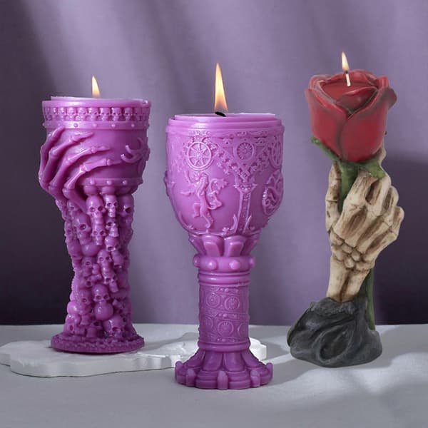3D Holy Grail Stearinlys Silikonform for å lage stearinlys, såpe, gips Halloween-dekor, Halloween-tema Stearinlys Silikonform