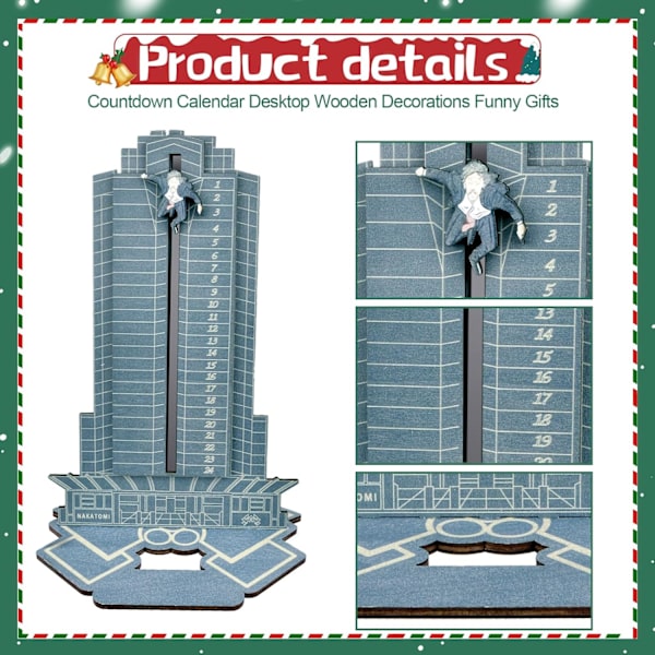 Joulu Die Hard -adventtikalenteri, joulukalenteri Hans Gruber -adventtikalenteri 24 päivää, adventtikalenteri juhliin, luokkahuonepalkintoihin (musta)