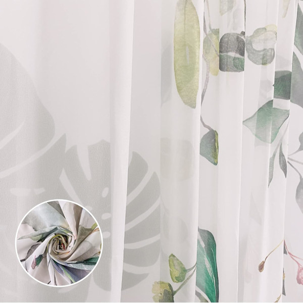 Gröna eukalyptusbladsgardiner för vardagsrum 63 tum (ca 160,0 cm) långa 2-delars set elegant