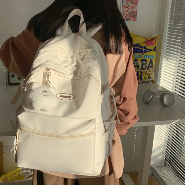 Kawaii Ryggsäck med Söt Tillbehör Casual Estetisk Ryggsäck Enkel Laptop Väska Vattentät Reseryggsäck Kvinnor, Vit, Ryggsäckar