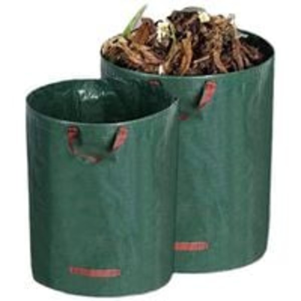 2x Trädgårdspåsar 500L 50 kg växtrester sopsäck hopfällbar förstärkt tyg vattenavvisande