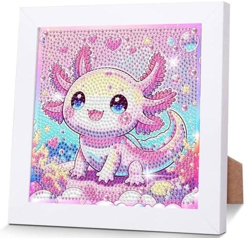bleihum Axolotl Diamantkunst-sæt til børn 8-12 år med ramme 7x7 tommer