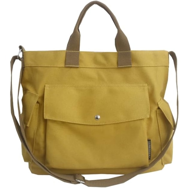 Canvas Tote Bag för kvinnor 14 tum Stor Crossbody Tote Bag med Multi Pockets Canvas Crossbody Bag Top Handle Axelväska Arbets Tote Bags