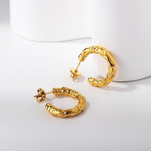 guld handgjorda kedjespänne örhängen för kvinnor, allergivänliga och olika stilar, perfekt för födelsedagsfester, jul och gåvor (C-formade)