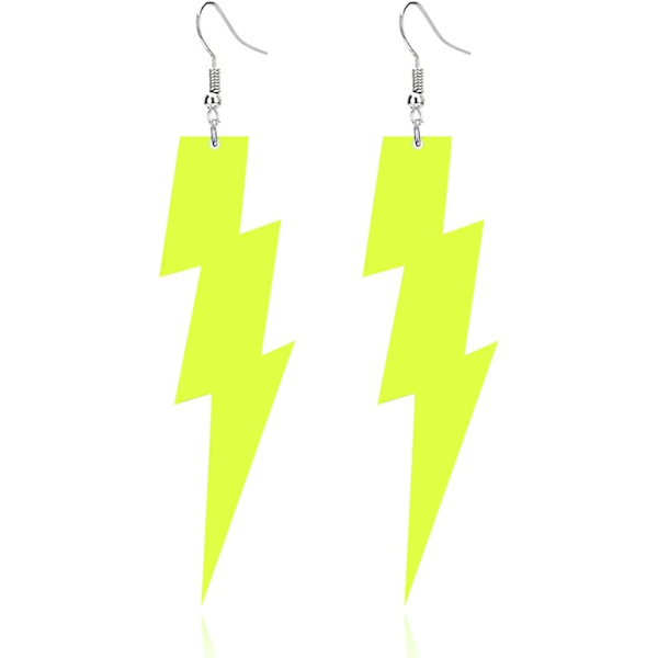Akryl Överdrivna Blixtörhängen Statement Punk Retro Geometriska Delikata Neon Personliga Örhängen Tillbehör, Julgåva för Kvinnor Flicka (Gul)
