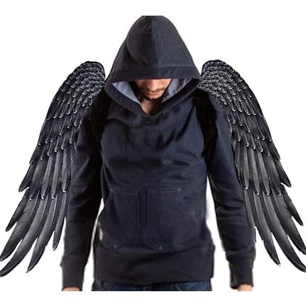 1 pakke med 3D engelvinger kostume med elastiske stropper Halloween fest Mardi Gras Cosplay tilbehør (farve: sort)