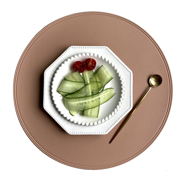 4-pack Placemats i Konstläder Runda 38x38cm Pink