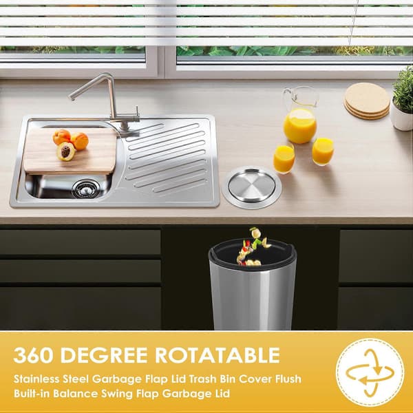 Trash Chute Lid Flush Built-in Balance Swing for Kitchen Countertop