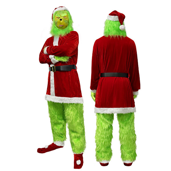 Jultomten Grinch Grön Luddig Grinch Festföreställning Kostym Green 4XL/5XL