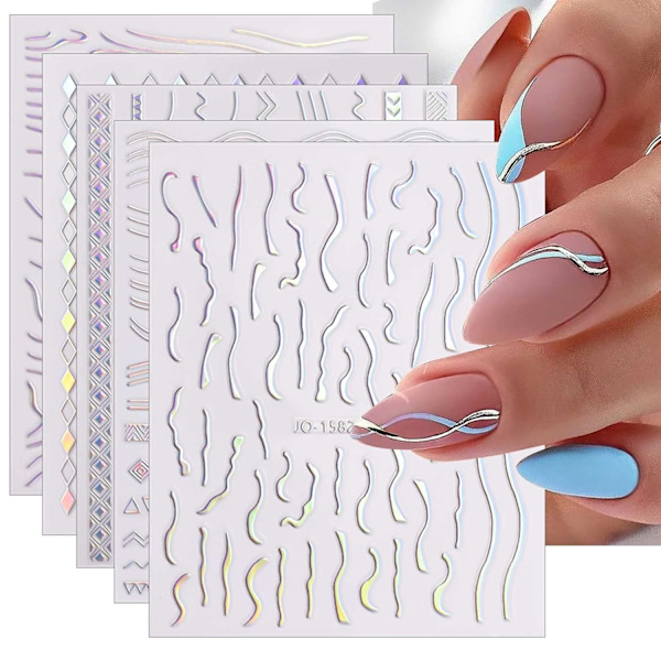 12 ark Aurora neglekunst klistremerker klistremer selvklebende Pegatinas Uñas glitter holografisk negleutstyr neglekunst design dekorasjonstilbehør