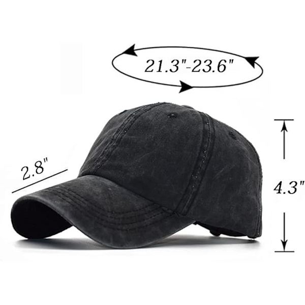 Hestehale Baseball Hat Distressed Retro Vasket Kvinder Twill