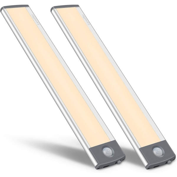 30 LED rörelsesensor skåpljus, trådlös USB uppladdningsbar nattlampa för kök, batteridriven för garderob, skåpbelysning (varm) - 2 st.