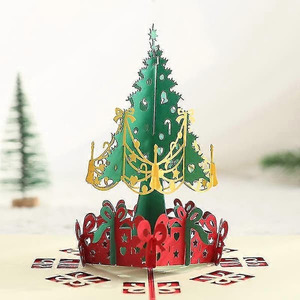 3D julkort, pop-up julkort, julkort med kuvert, bästa presenten till jul, julklappskort 2 st - röd