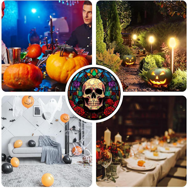 Halloween Dödskalle Dörrskylt | Akryl Spöklik Skelettskylt | Halloween Festartiklar för Trädgård, Veranda, Balkong, Entrédörr, Prydnader